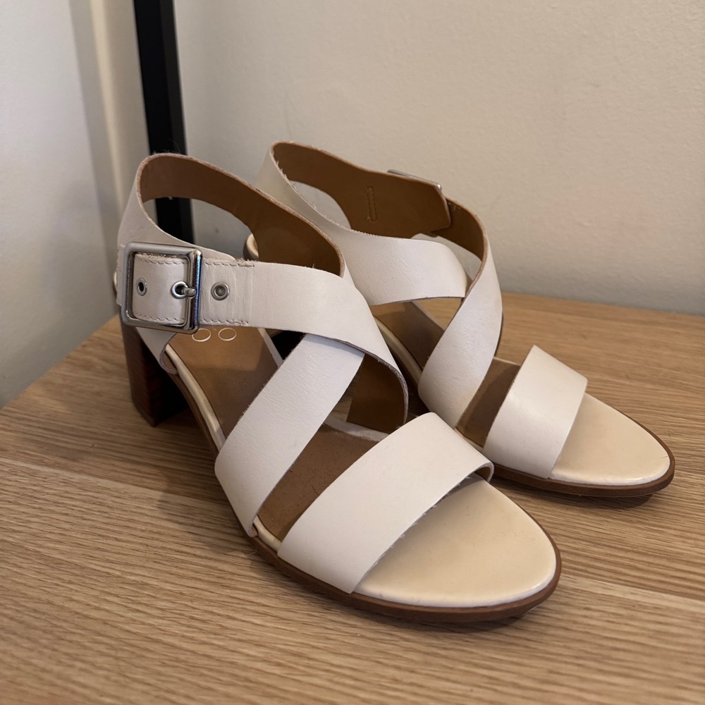 Franco Sarto White Block Heels